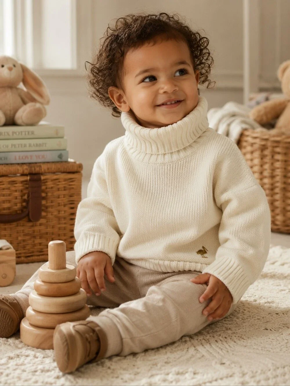 TBBC The Beaufort Bonnet Company Townsend Turtleneck Sweater 18-24M Pearl Gold